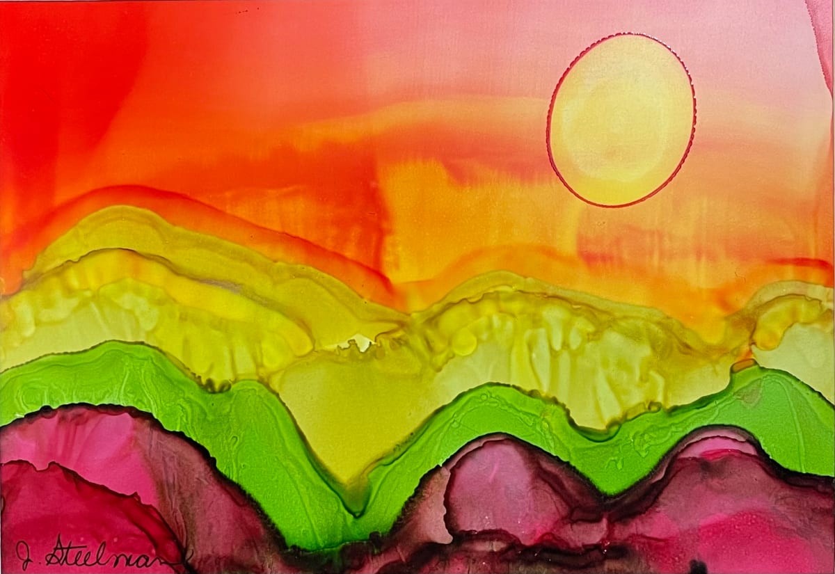 Alcohol Ink Abstract Landscape 0090 by Jane D. Steelman 