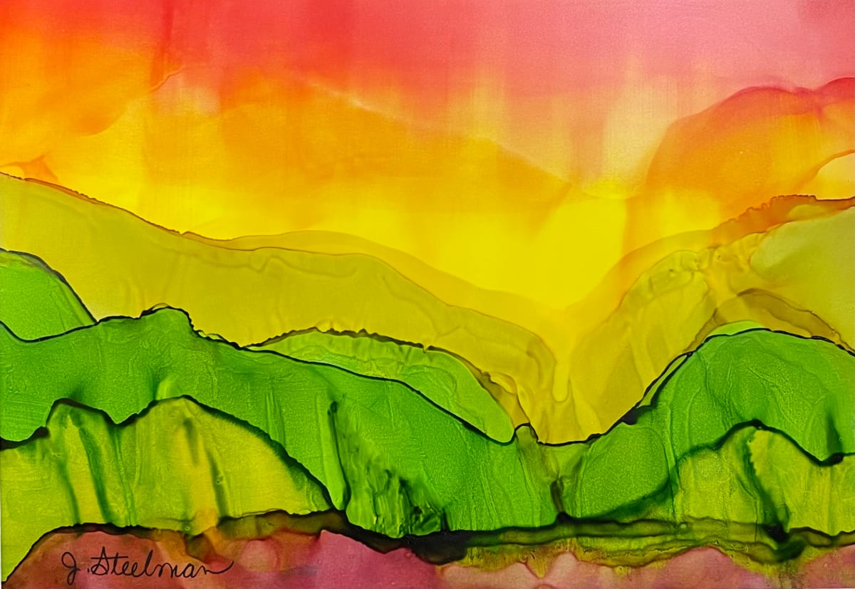 Alcohol Ink Abstract Landscape 0089 by Jane D. Steelman 