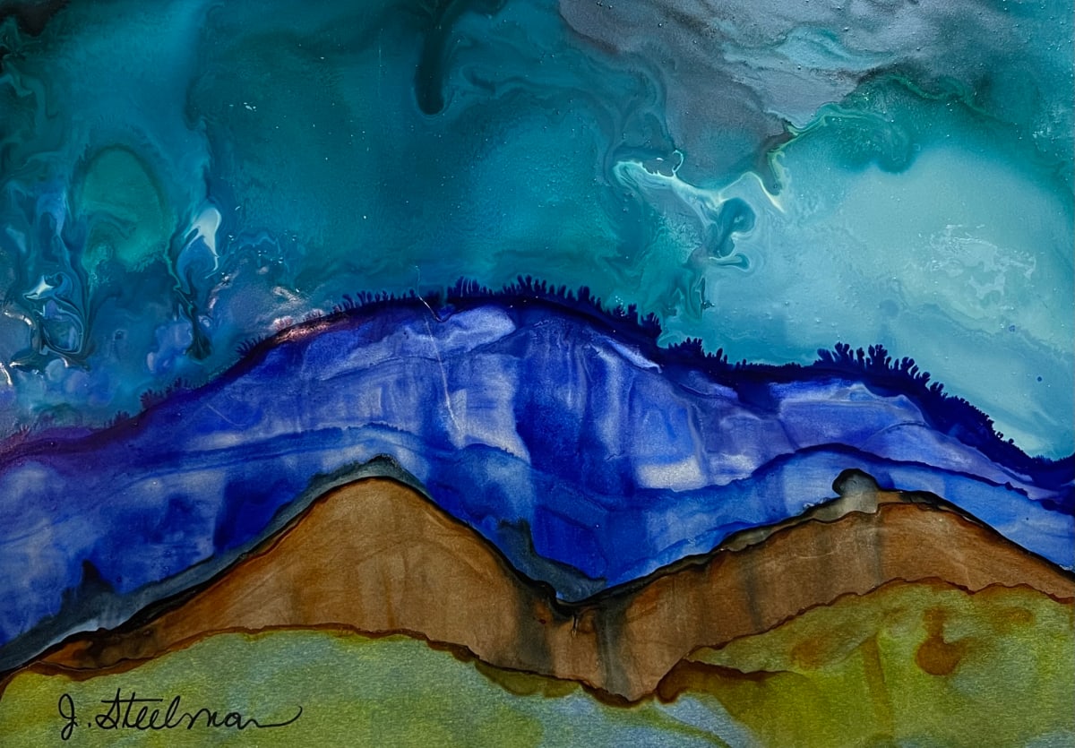 Alcohol Ink Abstract Landscape 0093 by Jane D. Steelman 