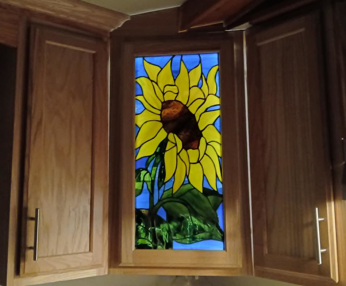 Sunflower Panel for Cabinet (commission) by Jane D. Steelman 