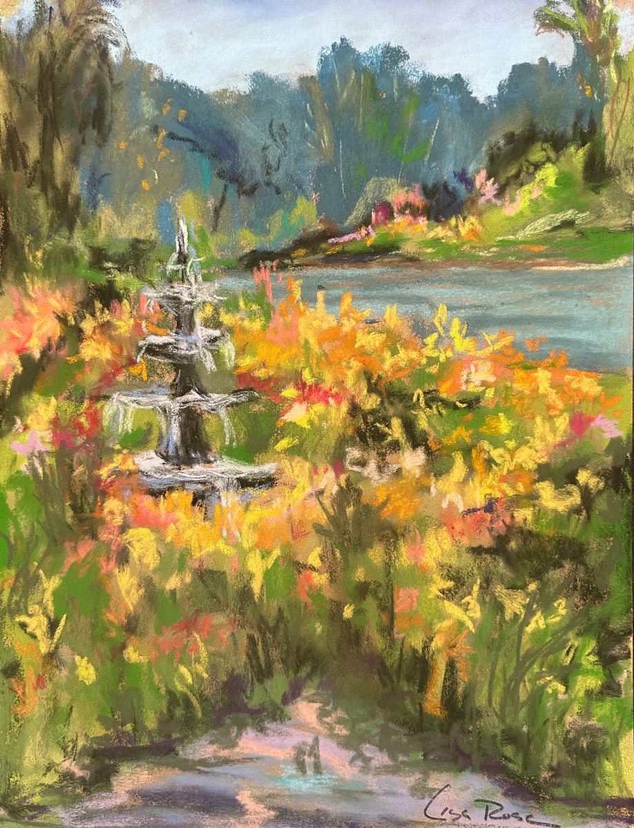 Garden with Fountain by Lisa Rose Fine Art 
