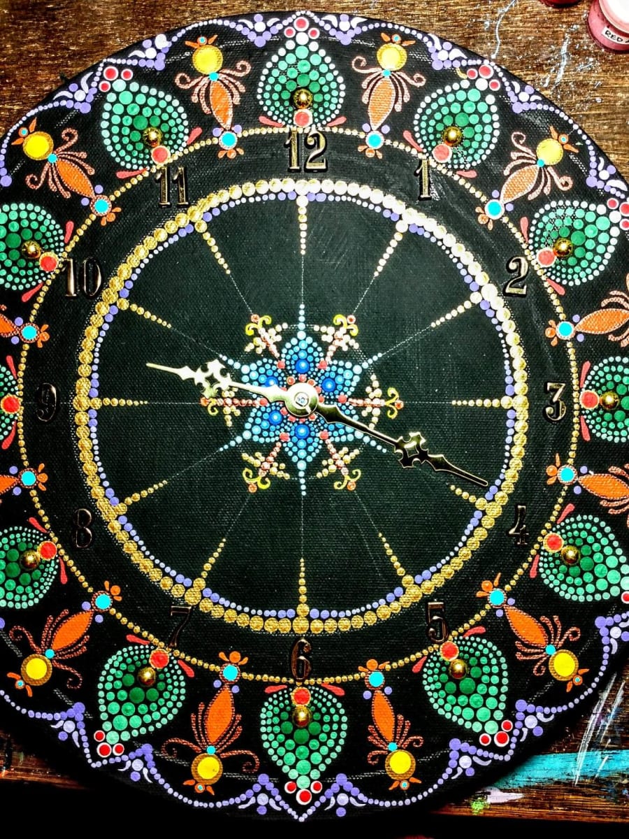 12" Mandala Clock by Terri Martinez  Image: 12" Mandala clock