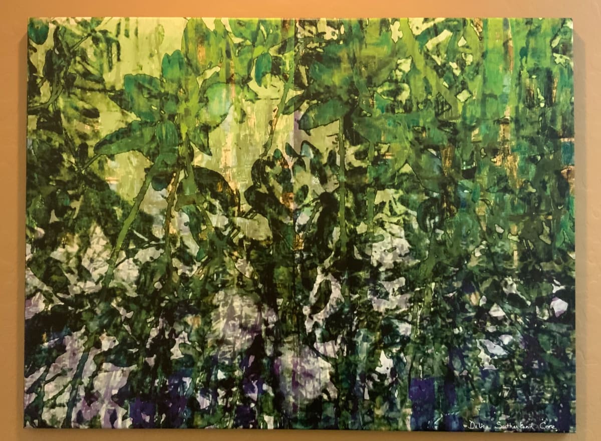 Green Leaves on Blue 