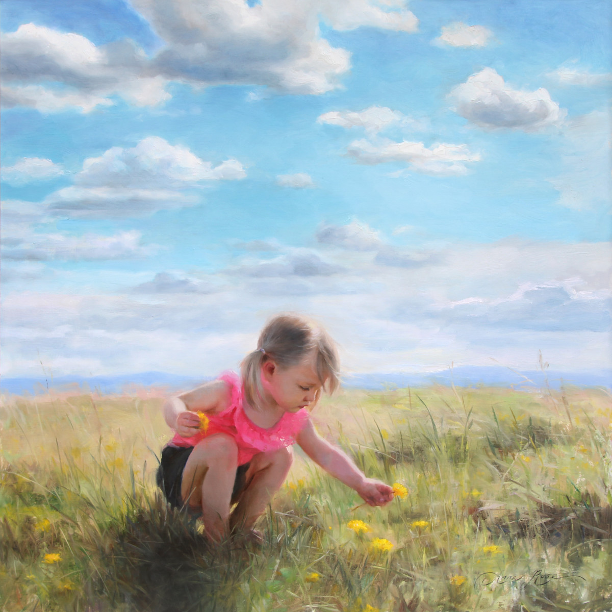 Collecting Dandelions by Anna Rose Bain 