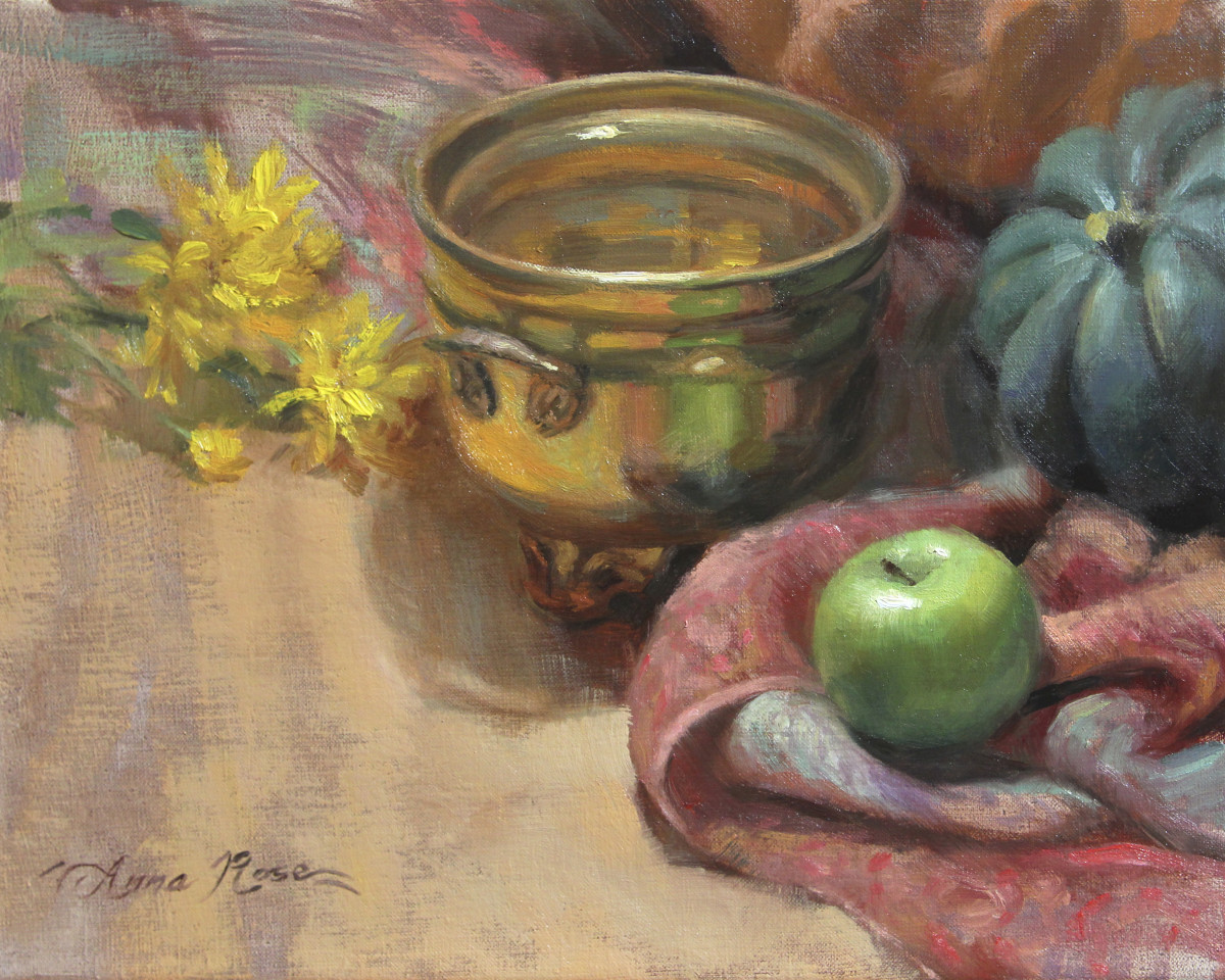 Arrangement in Green and Gold by Anna Rose Bain 