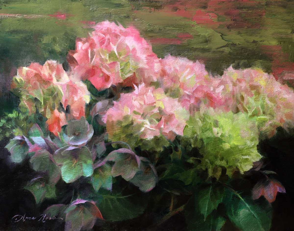 Hydrangeas and Hellebores by Anna Rose Bain 