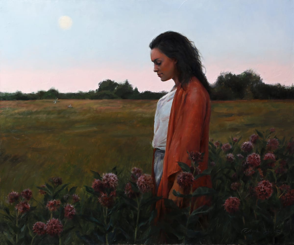 Moonrise and Milkweed by Anna Rose Bain 