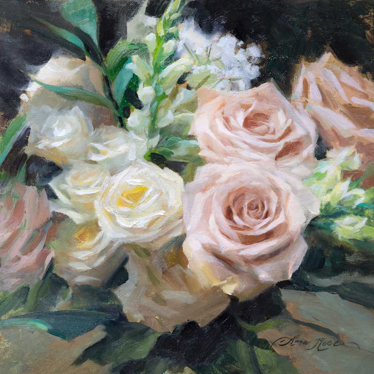 Bouquet with Pale Roses by Anna Rose Bain 