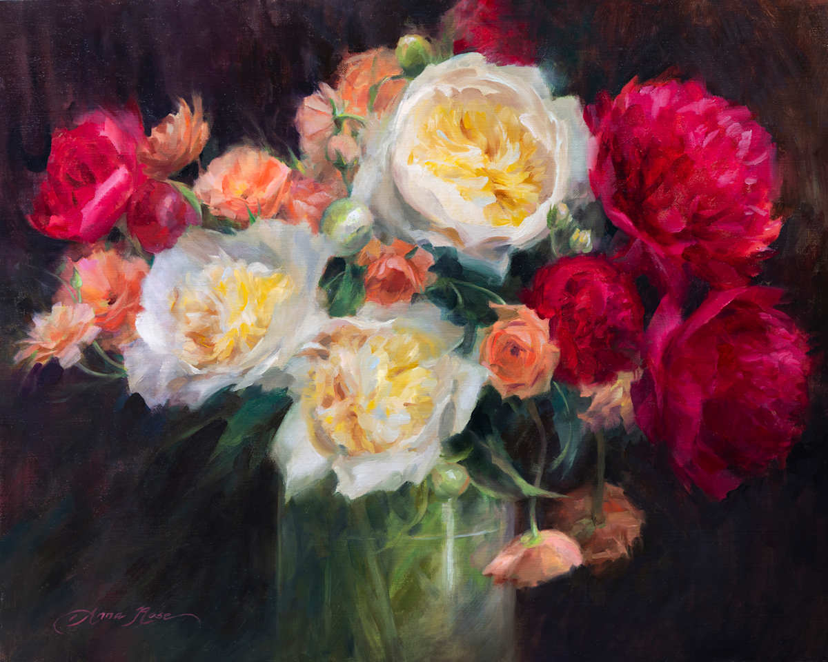 Peonies and Ranunculus by Anna Rose Bain 