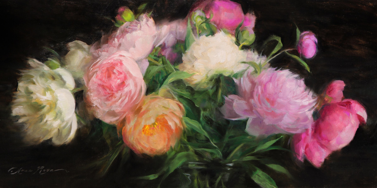 White, Pink and Coral Peonies by Anna Rose Bain 