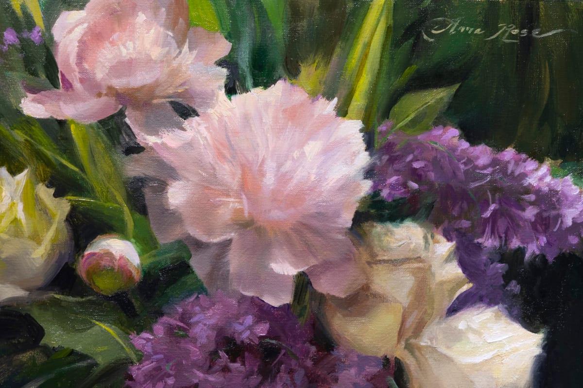 Pale Peonies and Lilacs by Anna Rose Bain 