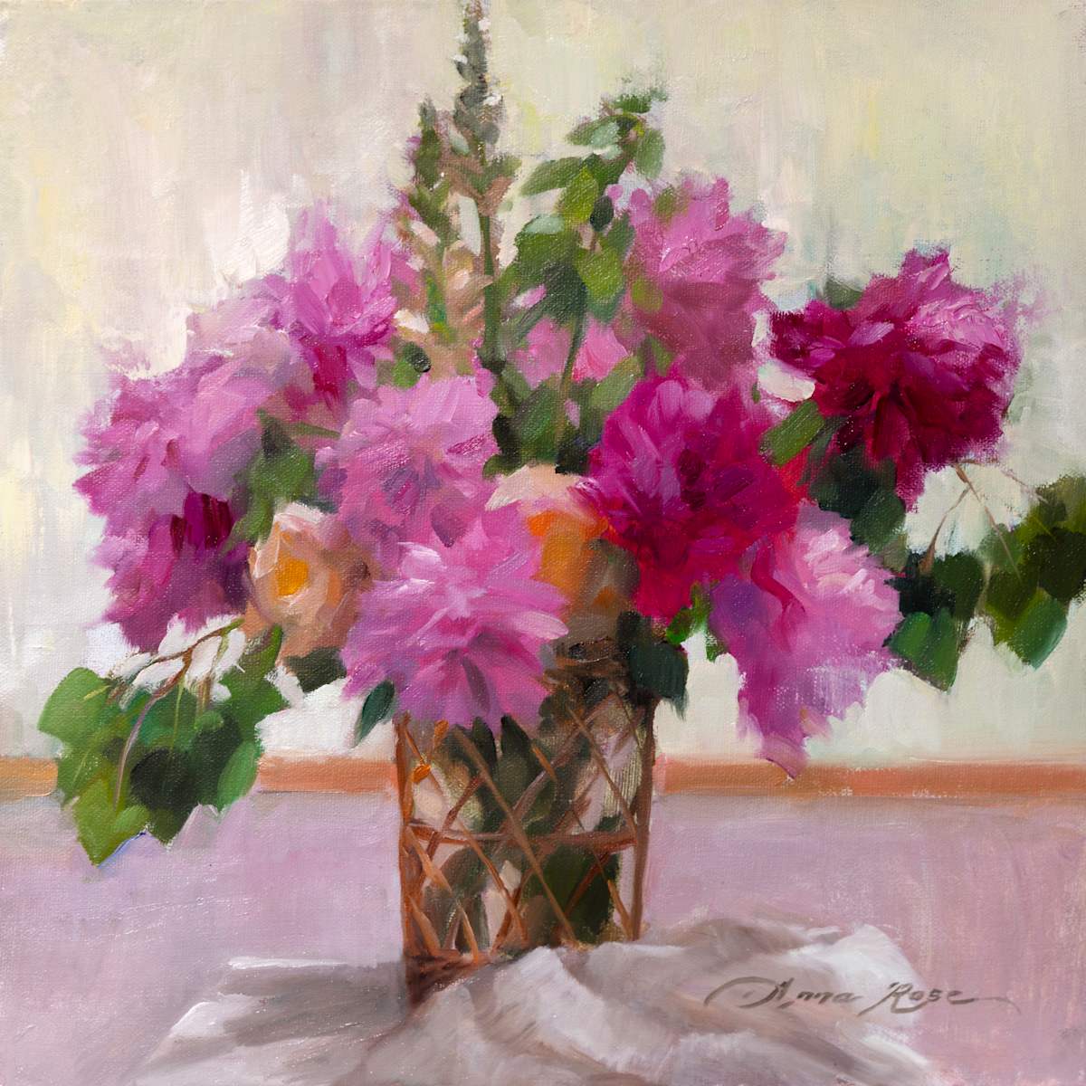 Aspens and Peonies by Anna Rose Bain 
