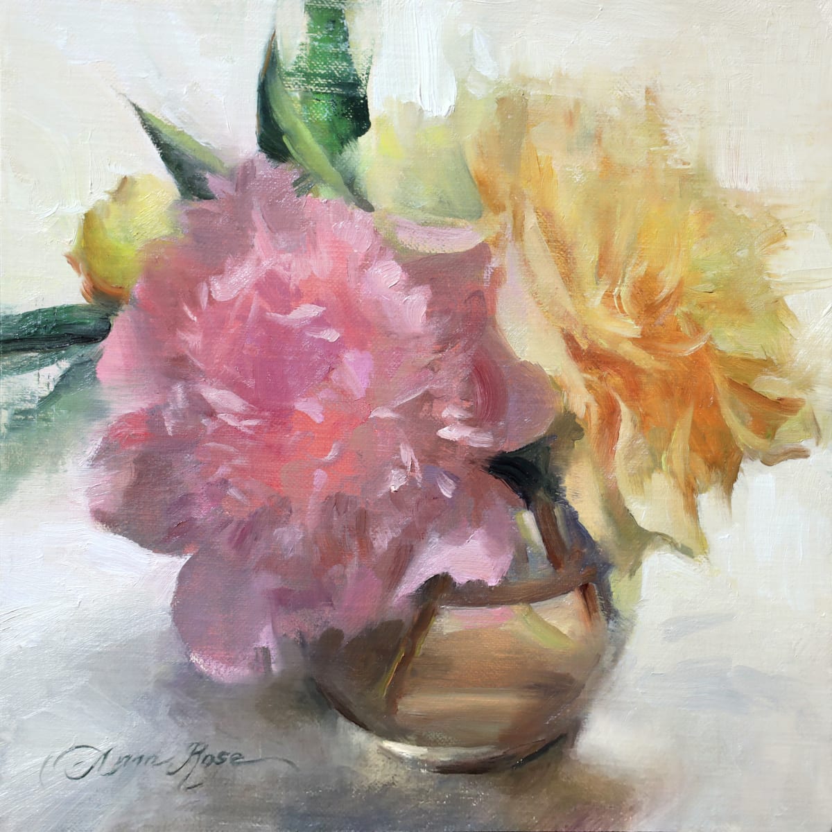 Pink and Yellow Peonies, Image 1.