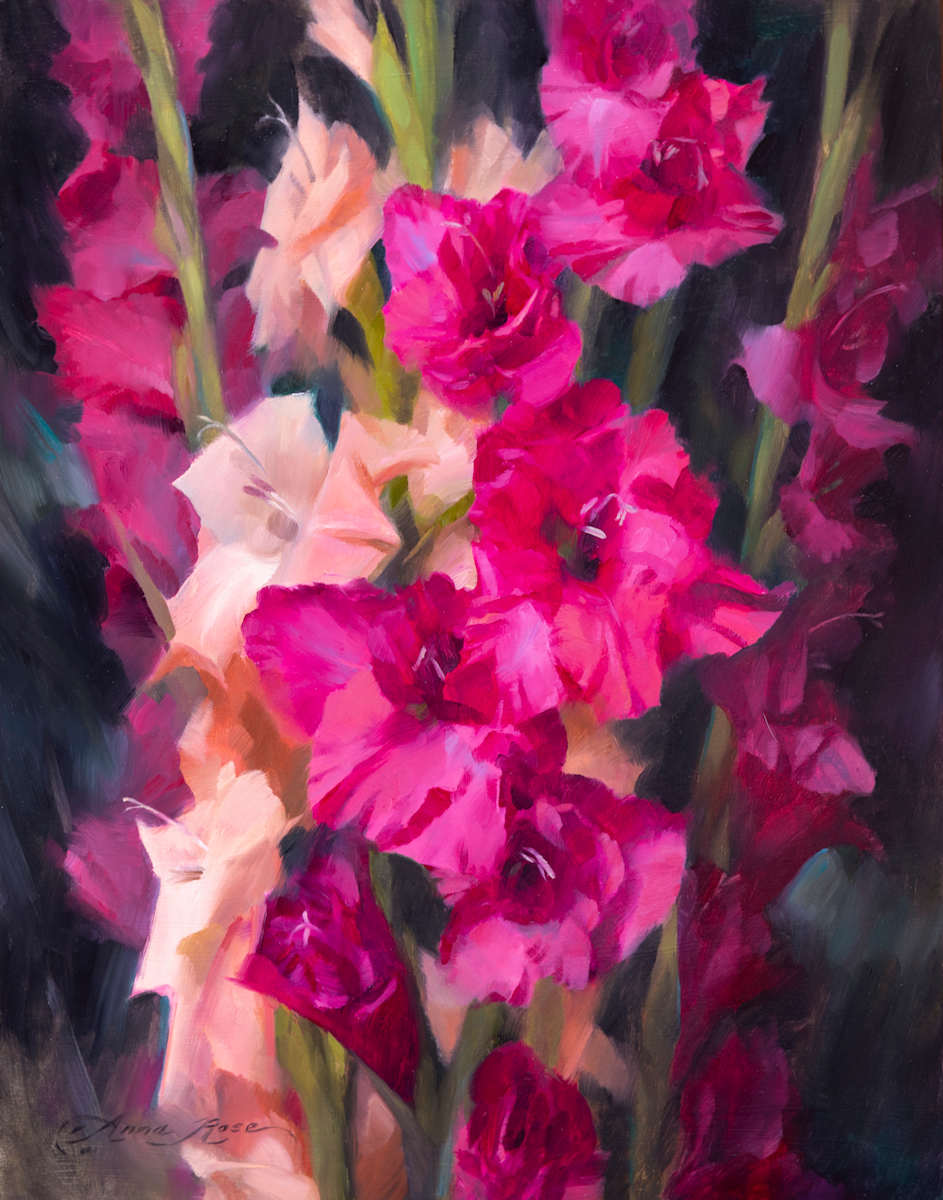 Pink Gladiolas by Anna Rose Bain 