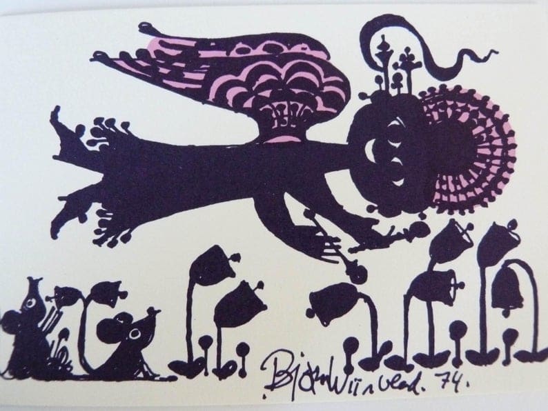 Greeting Card Angel Mice by Bjørn Wiinblad  Image: Front