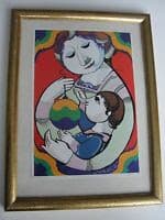 Christmas Mother and Child by Bjørn Wiinblad  Image: Front with frame