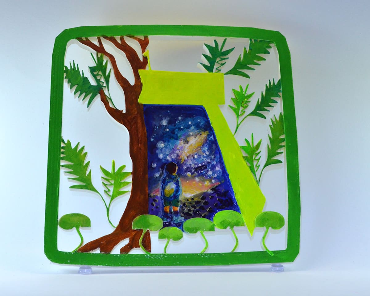 Dalet Hand-Painted 3D Wall Art by Karien Dutton, Image 1.
