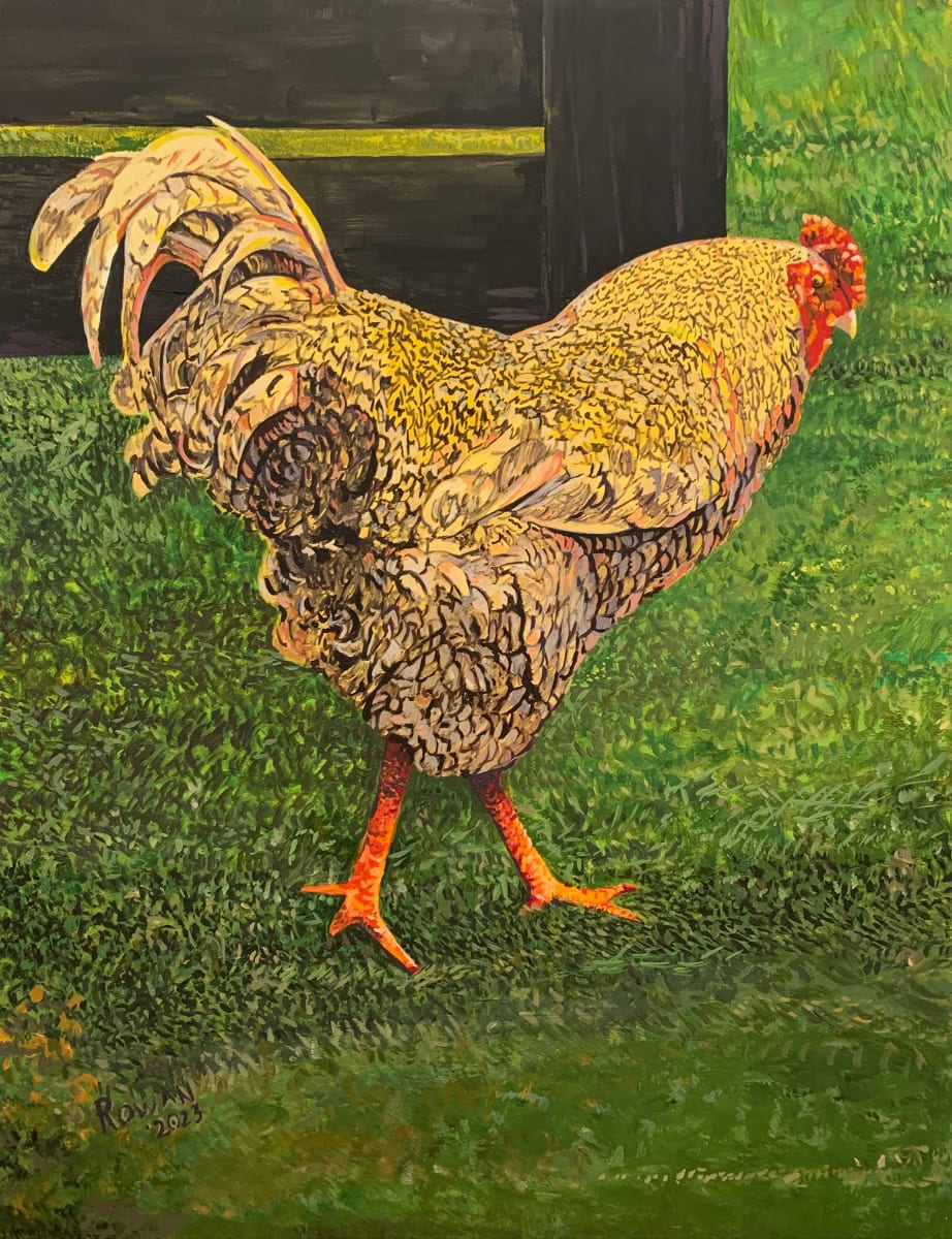 Strutting, Marron Rooster by Carol Rowan 