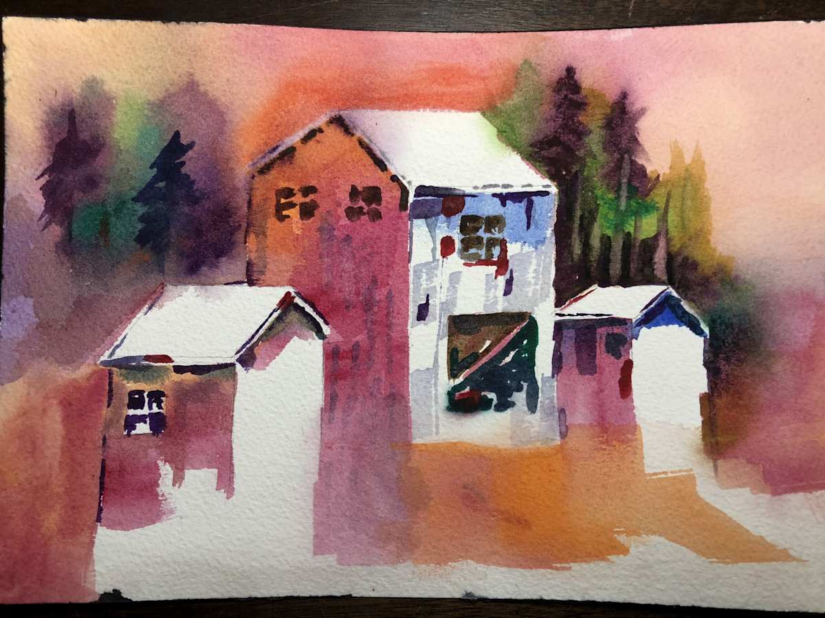 Pink Barns by Deborah A. Berlin, Image 1.