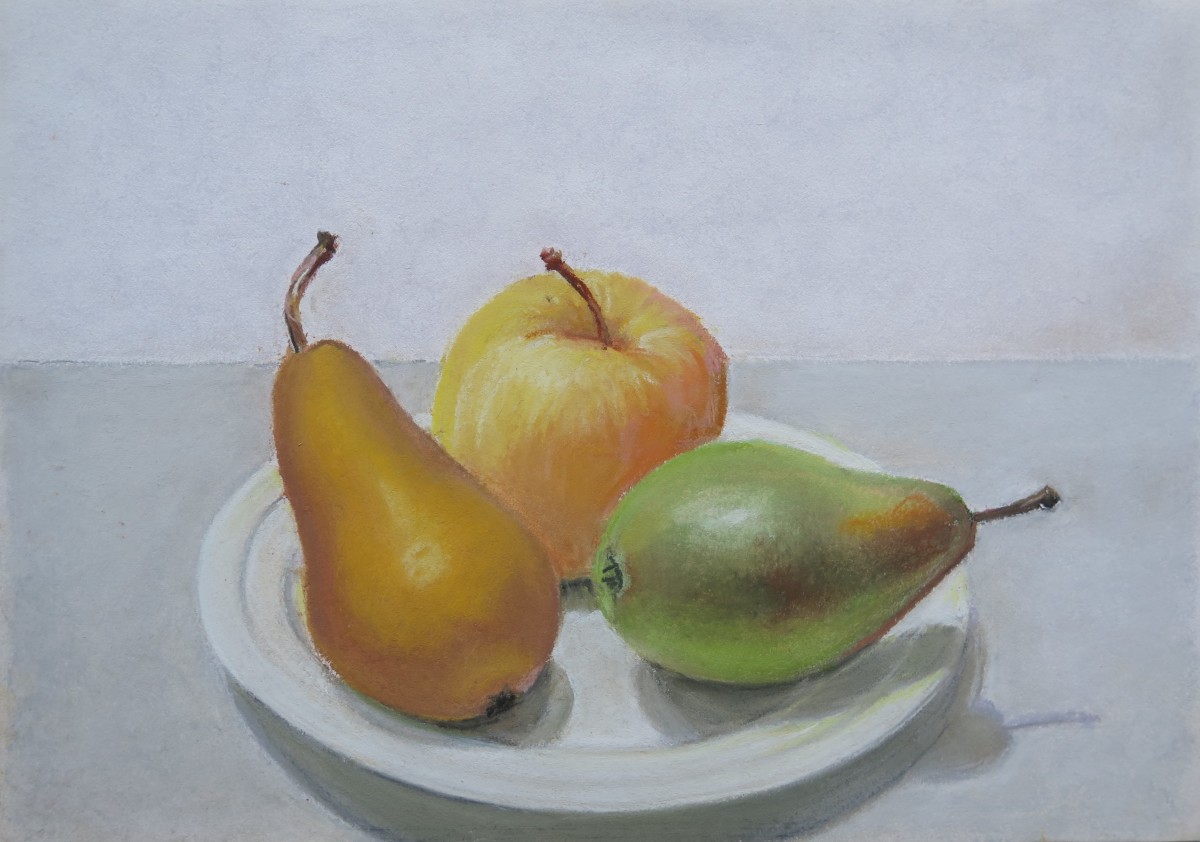 Trois fruits sur une assiette by LECOULTRE John-Francis (1905-1990) 