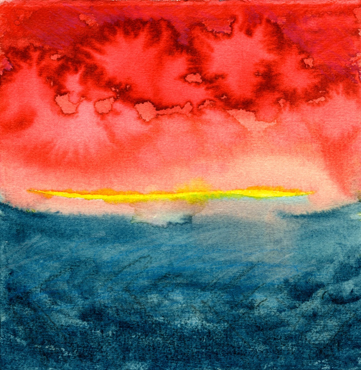 Watercolor: Bloodied Skies by Bernard C. Meyers 