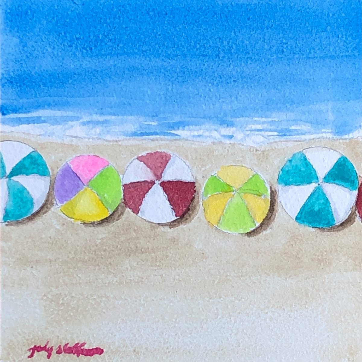 Holiday  Image: Tiny 4" x 4" watercolor painting.