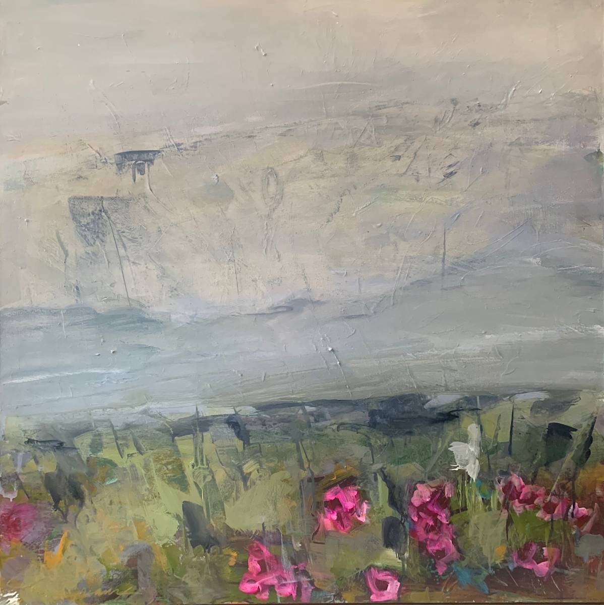 Landscape with Pink Flowers by Julie Breaux 