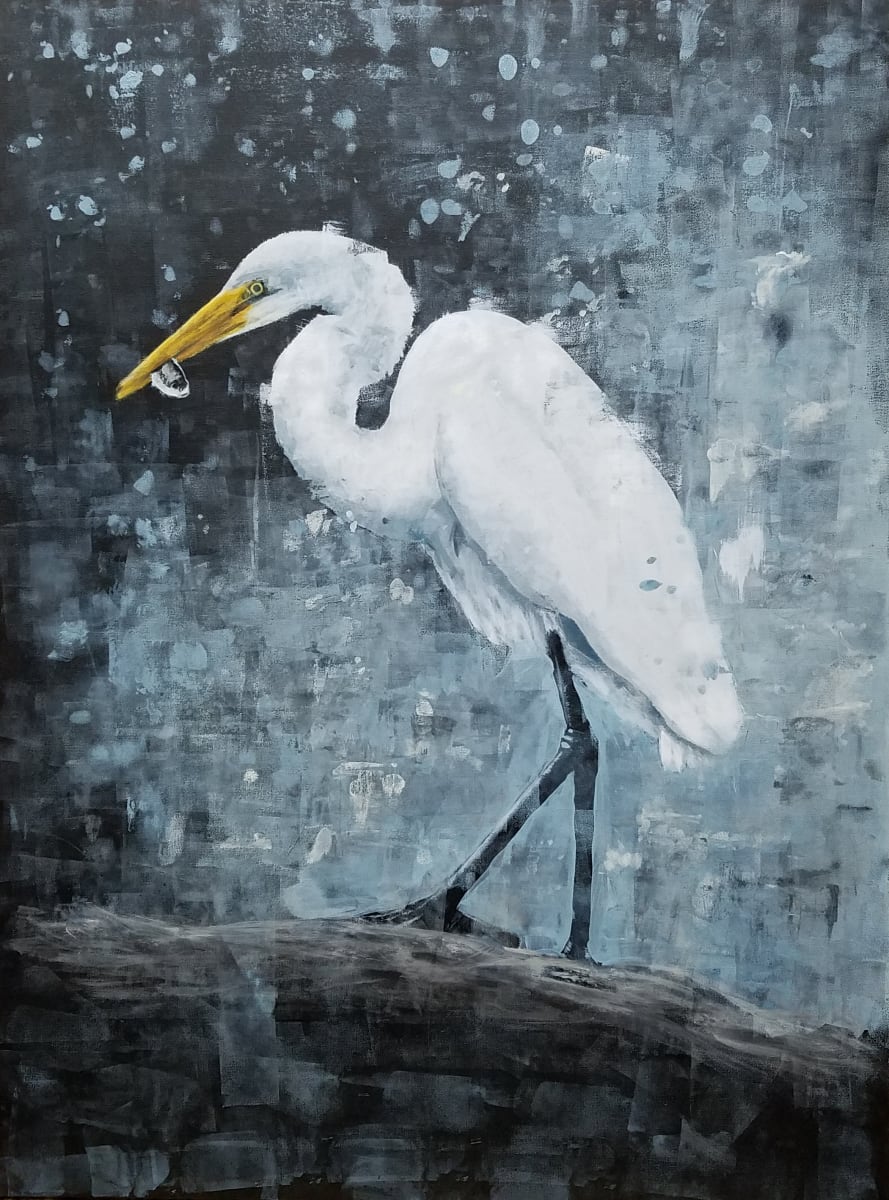 Egret in Blue by Lucas Menard 