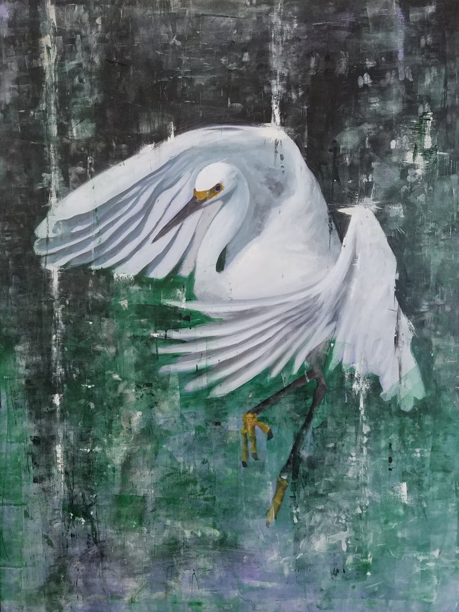 Egret in Green by Lucas Menard 