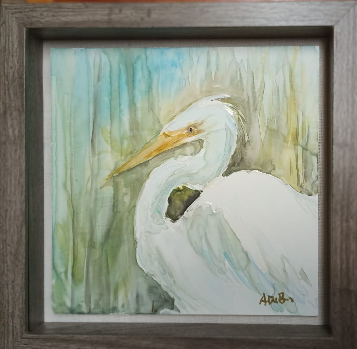 White Heron Abstract by Ann DuBois 