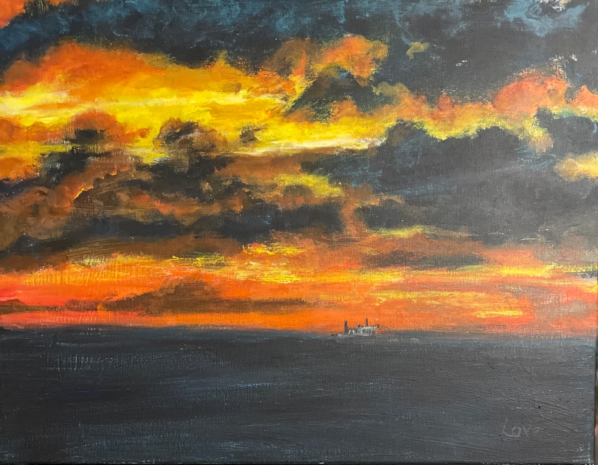 Vessel in Orange Sky by Pat Love 