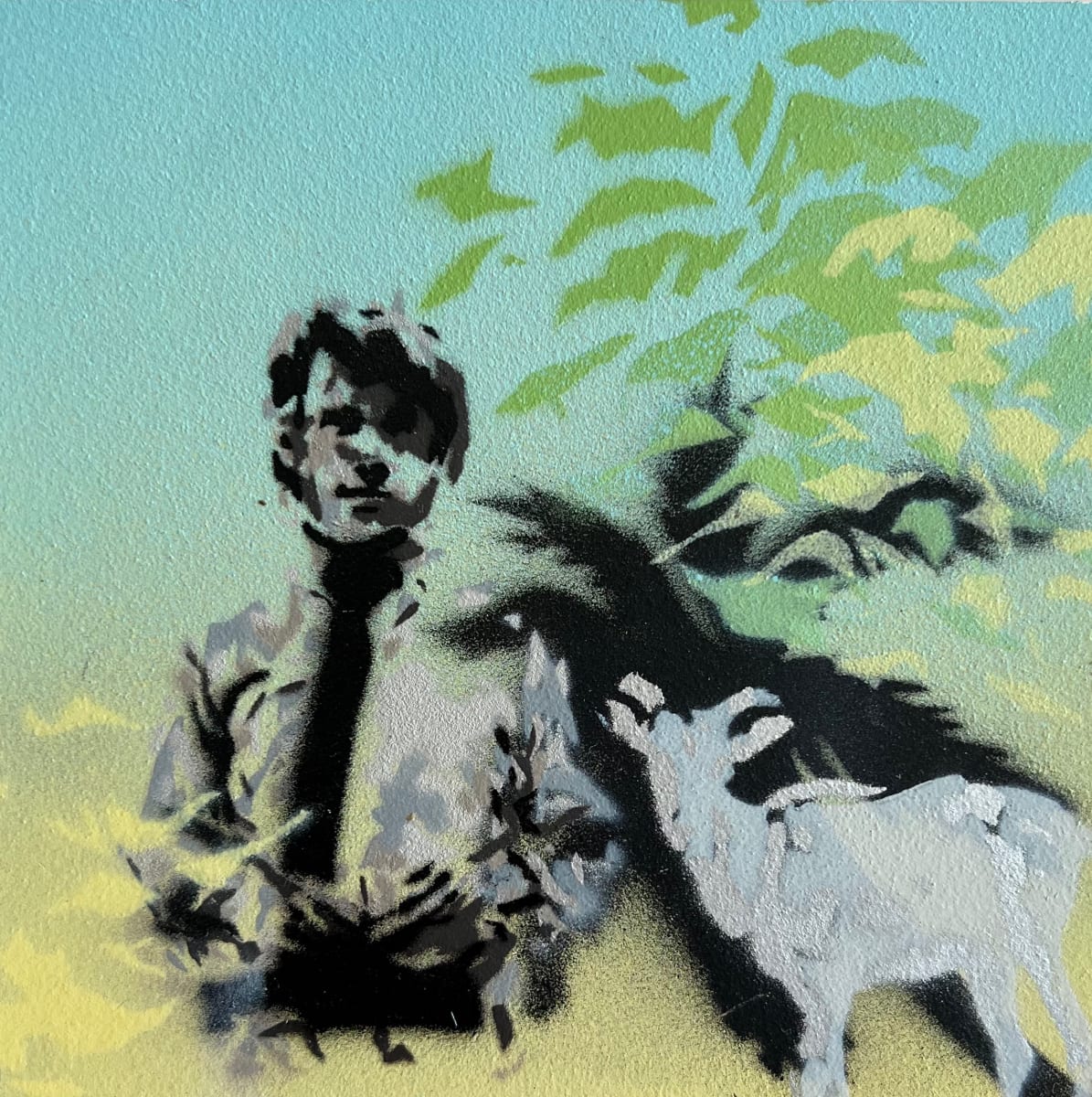 Jamie and a goat by Karen deClouet 