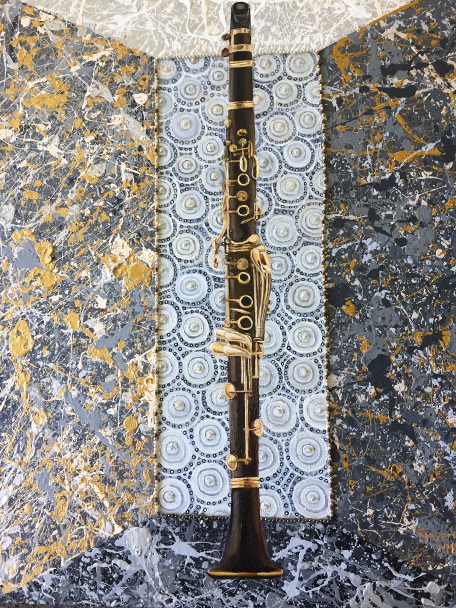 Clarinet in  a Mellow Joy Splattered Box by Tony Mayard, Image 1.