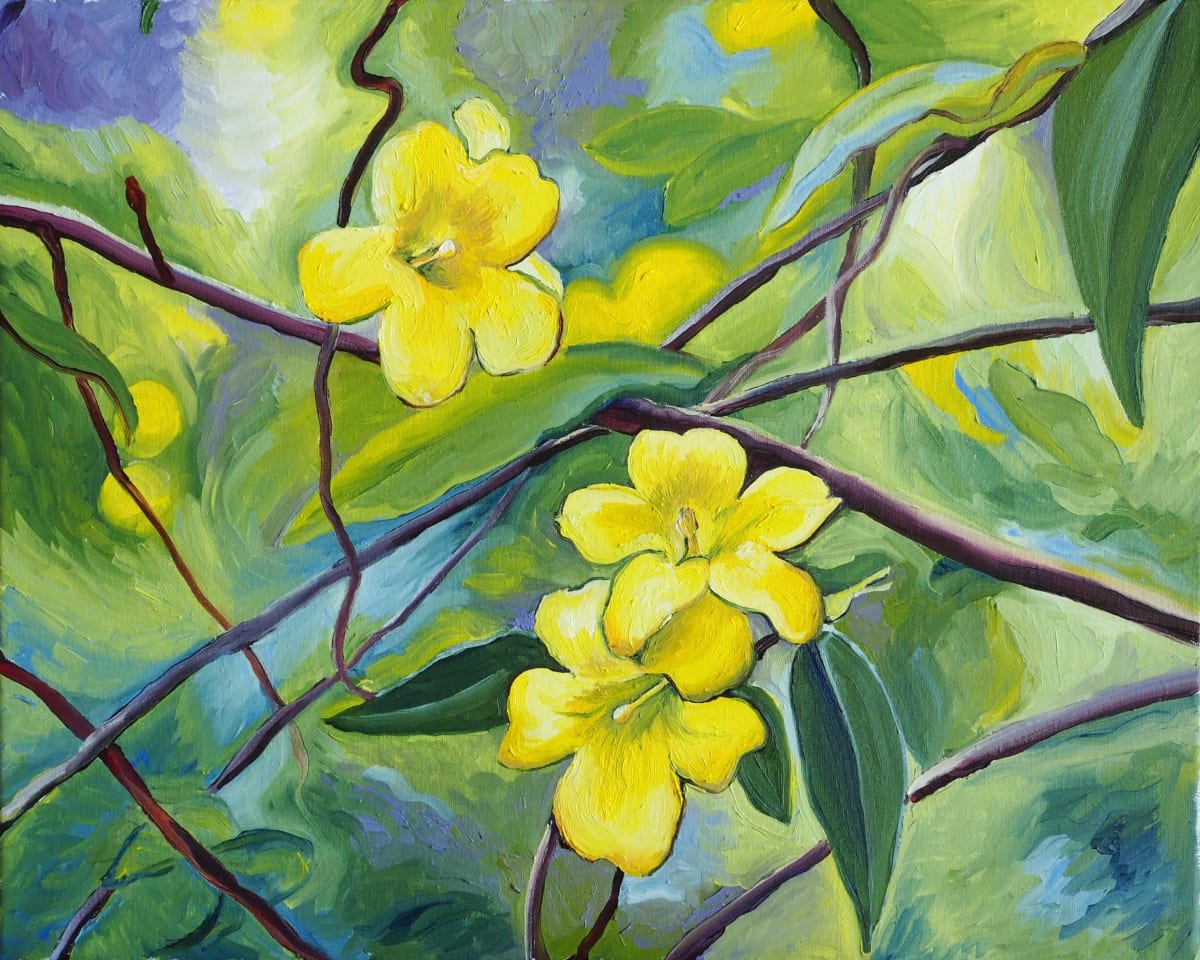 Carolina Jessamine at the Louisiana State Arboretum by Claire Dawkins 