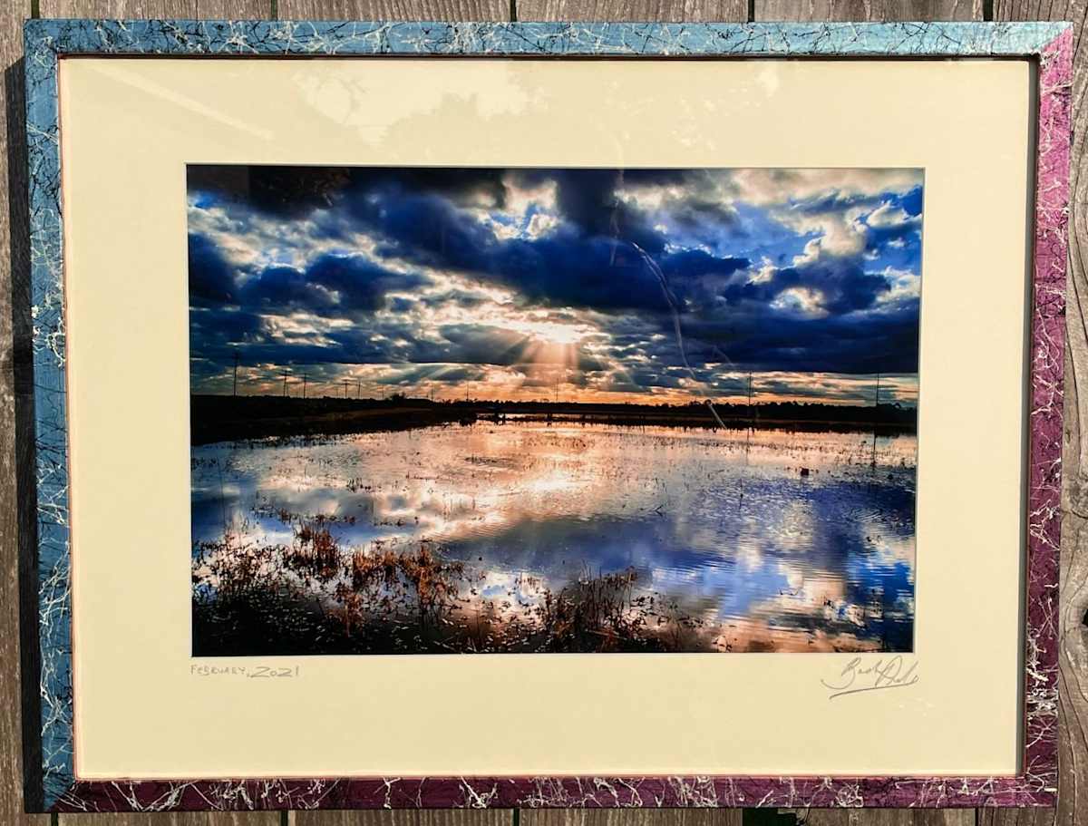 Blue Crawfish Pond Sunrise by Bach Prados 