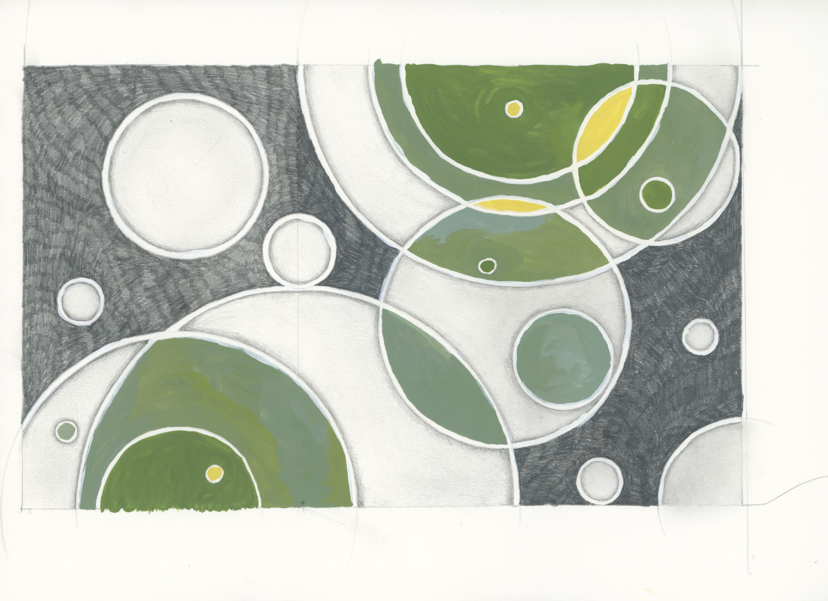 Green Circles in a Golden Rectangle 2 by Rebecca Lomshek 