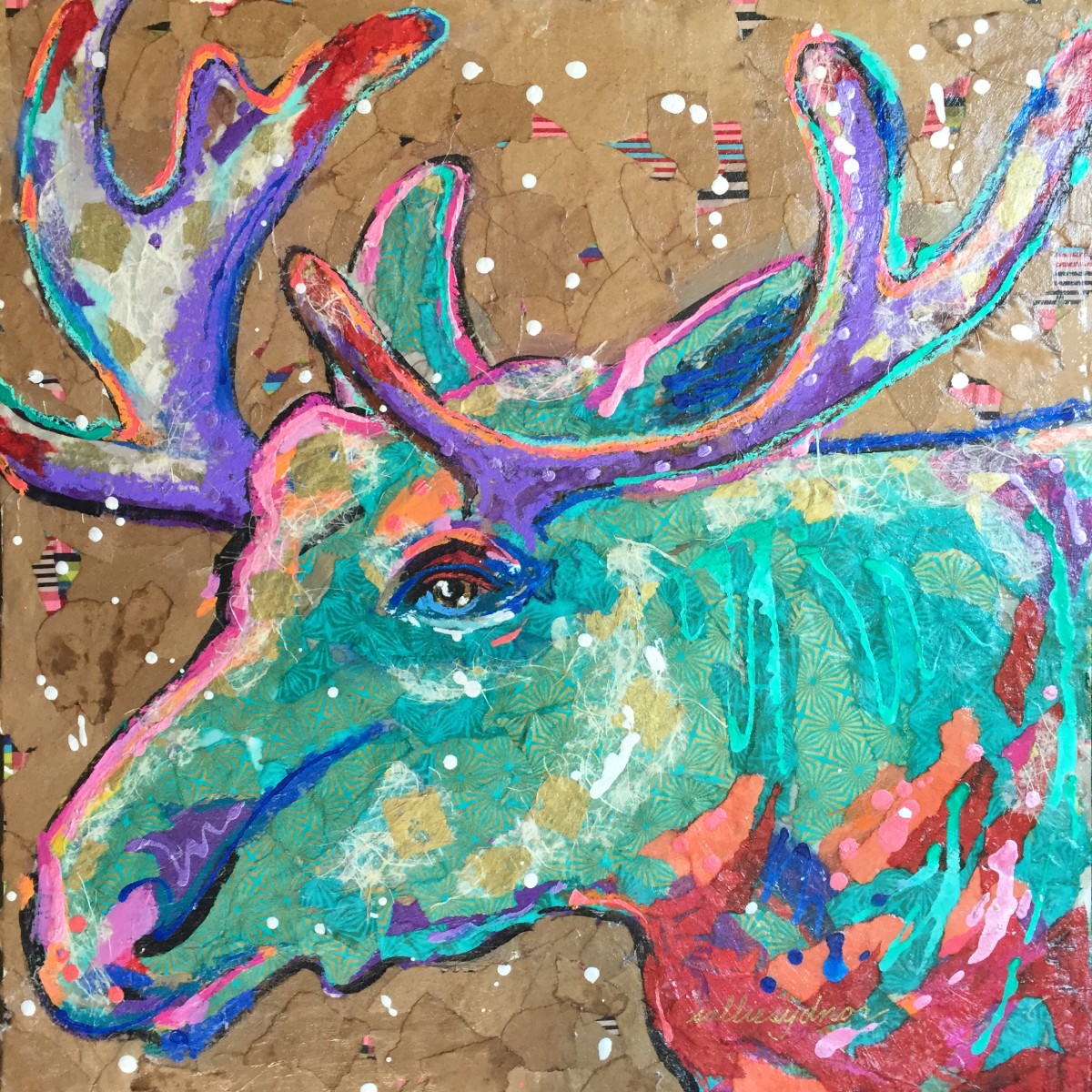 Moose in Snowfall by Sallie Sydnor 