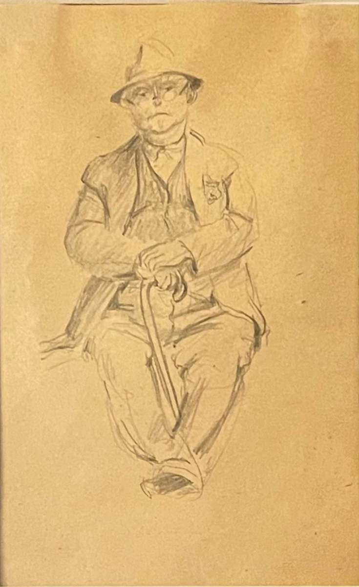 Seated Man with Cane by Jack McLarty, Image 1.