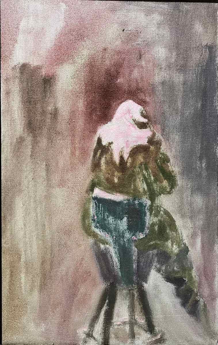 Figure on a Stool by Jack McLarty  Image: canvas only, storage 2025-03-03