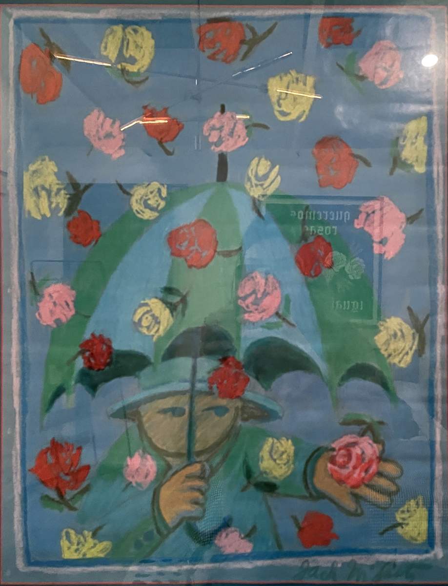 Raining Roses by Jack McLarty  Image: (image extracted from a casual photo of the 1979 Rose Festival poster that used this artwork)