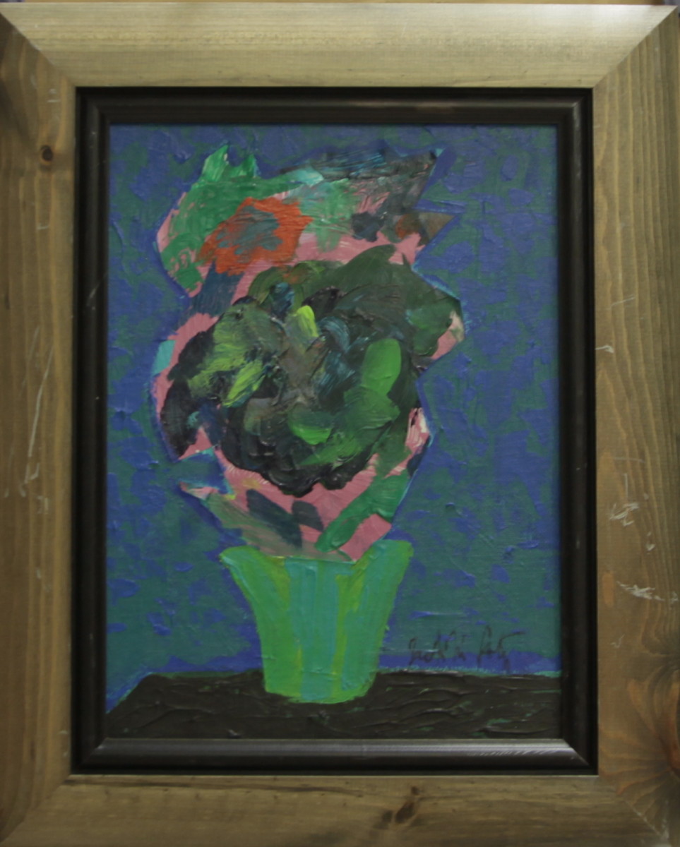 (flowers in green pot) by Jack McLarty 