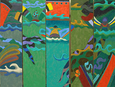 Screen with Swimmers by Jack McLarty  Image: (from the Pacific University digital archives)
