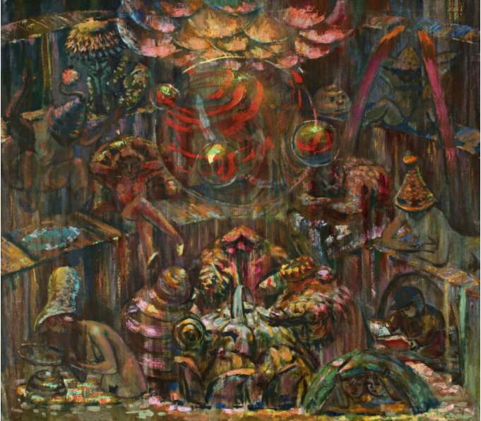 Anatomy Lesson / The Anatomy Lesson (1963) by Jack McLarty  Image: canvas only. (image courtesy Hallie Ford Museum of Art)