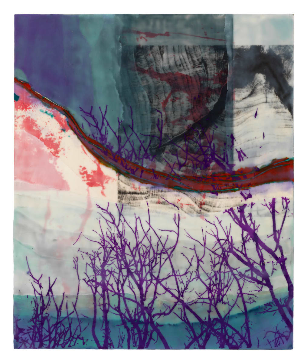 Approaching dusk by Jane Michalski  Image: encaustic on panel ink jet print, silk screen