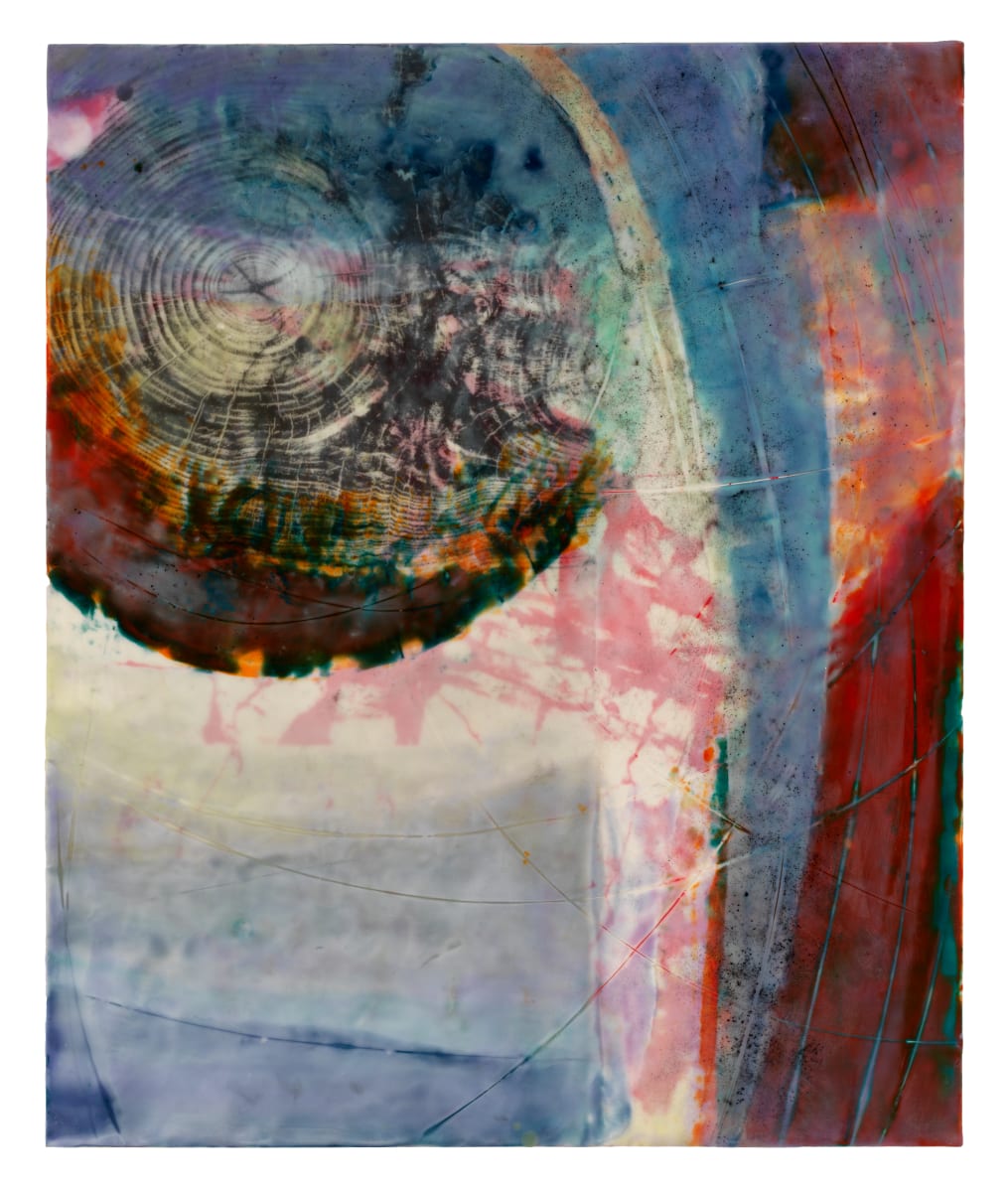 Circle Back to the Story by Jane Michalski  Image: encaustic on panel, ink jet print