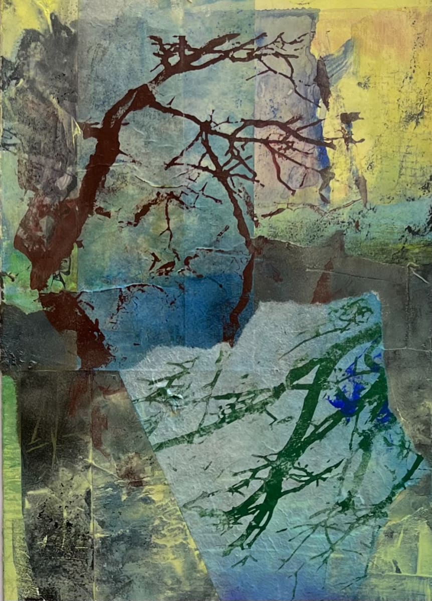 Reflection by Jane Michalski  Image: mixed-media on paper, mounted on mat board  15.75 x 11 in.