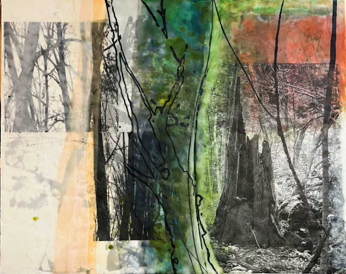 The Fallen by Jane Michalski  Image: Encaustic on panel, archival inkjet print, silkscreen  24" x 30"