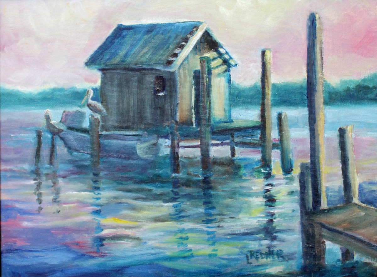 Cortez Fishing Shack in the Bay by Lynette Redner 