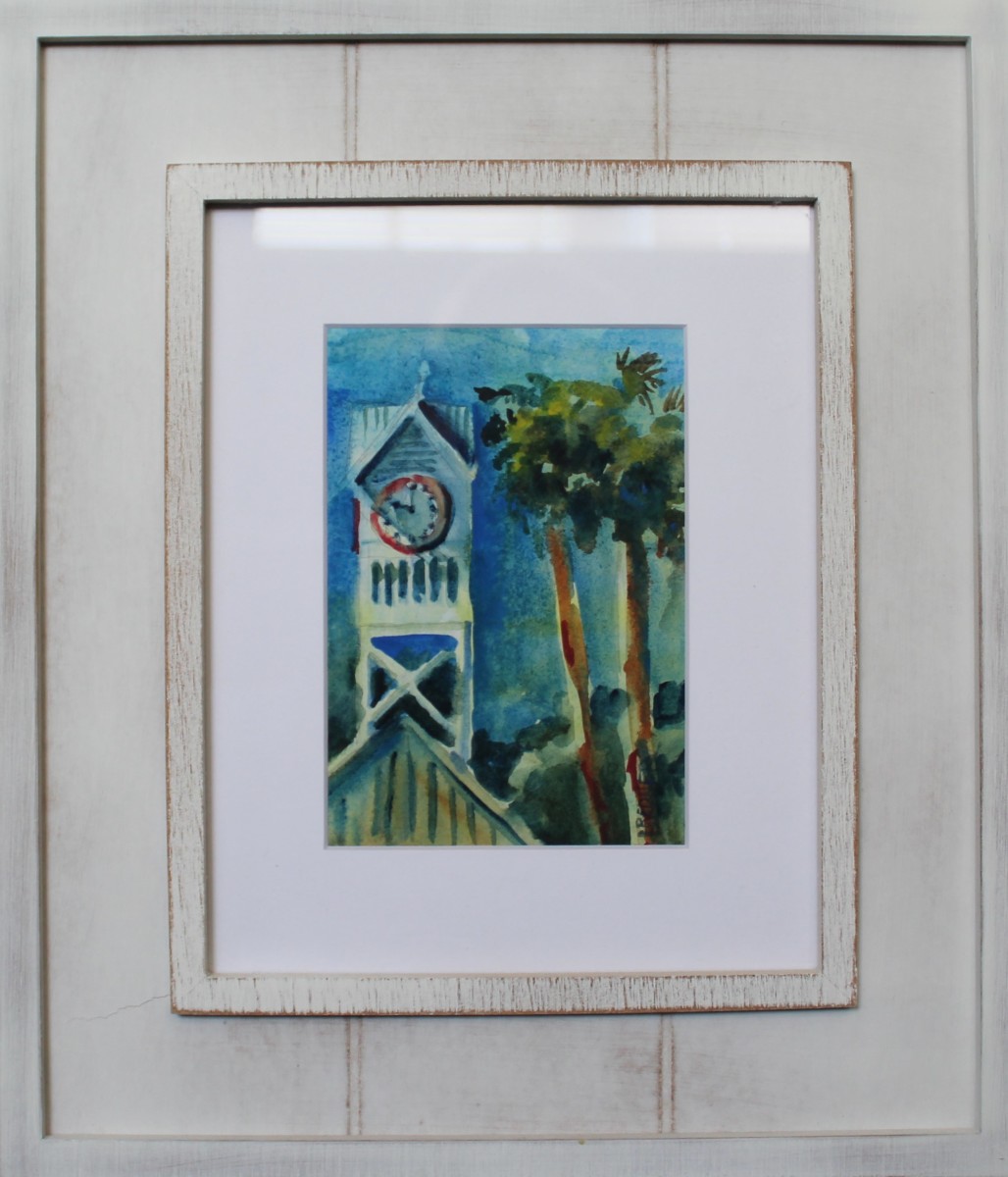 Watercolor Study Of the Bradenton Beach Pier Clock by Lynette Redner 