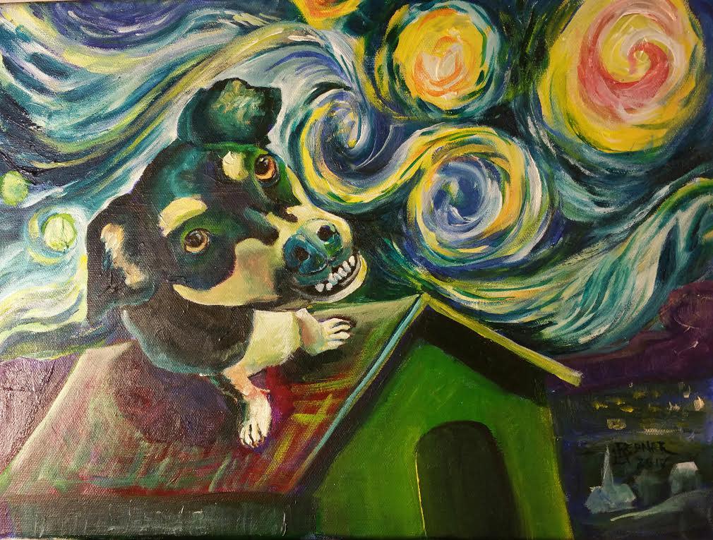 Starry Night Dog by Lynette Redner 